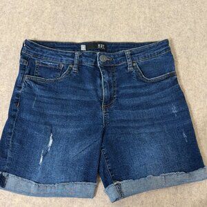 KUT From The Kloth Denim Shorts Size 10 Distressed Cuffed Stretch